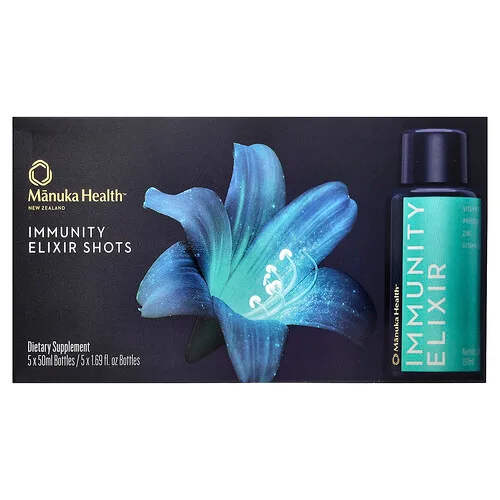 Manuka Health, Shots de elixir inmunitario, 5 frascos, 50 ml (1,69 oz. líq.) cada uno