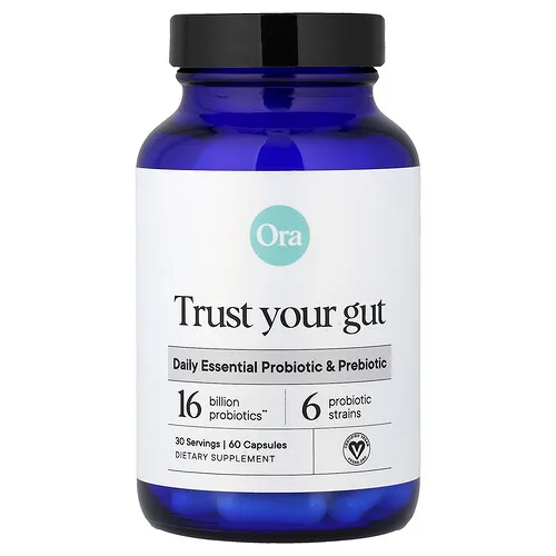 Ora, Trust Your Gut, Probióticos y prebióticos esenciales para uso diario, 60 cápsulas