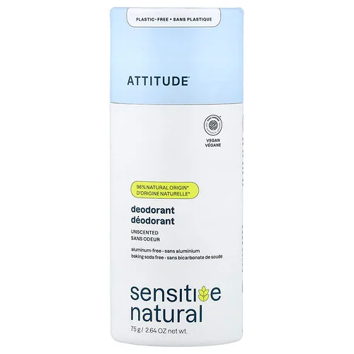 ATTITUDE, Desodorante Sensitive Natural, Sin fragancia, 75 g (2,64 oz)