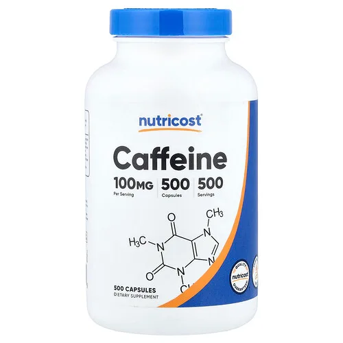 Nutricost, Cafeína, 100 mg, 500 cápsulas