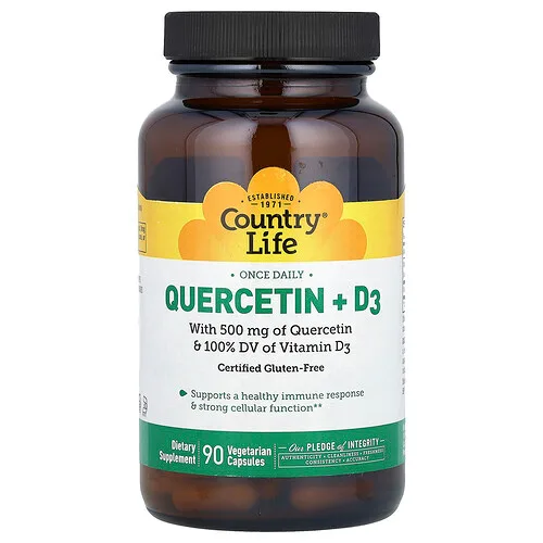 Country Life, Quercetina y vitamina D3, 90 cápsulas vegetales