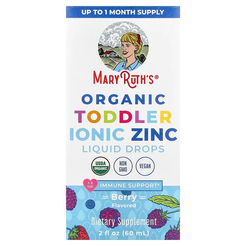 MaryRuth's, Gotas de zinc iónico orgánico líquido para bebés, De 1 a 3 años, Bayas, 60 ml (2 oz. líq.)