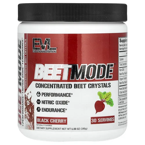 EVLution Nutrition, BeetMode, Cristales concentrados de remolacha, Cereza negra, 195 g (6,9 oz)