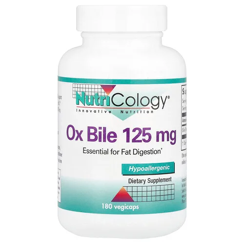 Nutricology, Bilis de buey, 125 mg, 180 cápsulas vegetales