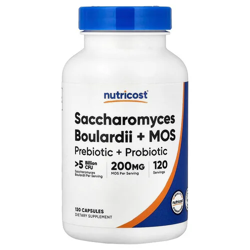 Nutricost, Saccharomyces boulardii más MOS, 120 cápsulas