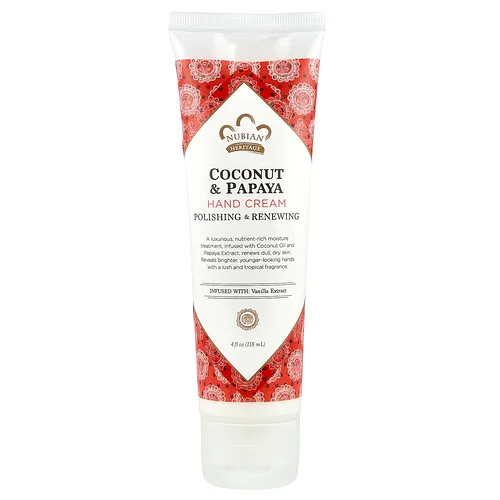 Nubian Heritage, Crema para manos, Coco y papaya, 4 fl oz (118 ml)