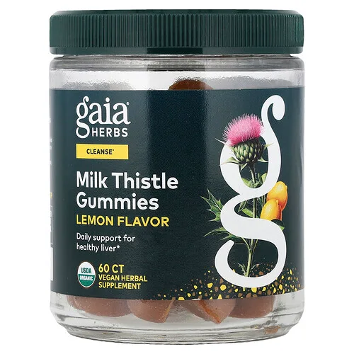 Gaia Herbs, Gomitas de cardo mariano, Limón, 60 gomitas veganas