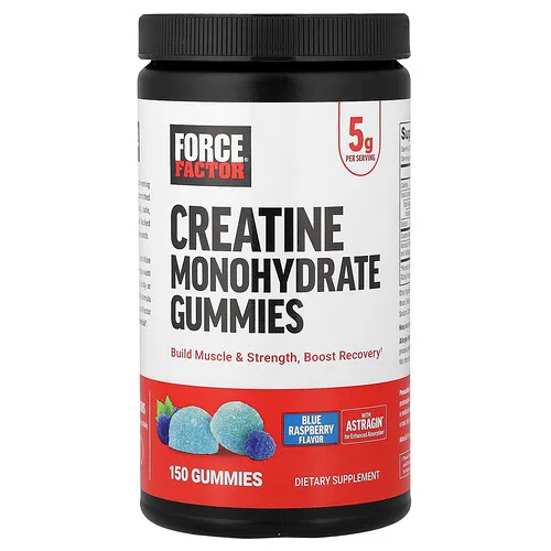 Force Factor, Gomitas con monohidrato de creatina, Frambuesa azul, 150 gomitas