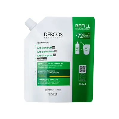 Dercos Technique Ecorefill Champú Anticaspa para Cabellos Secos 390 ml