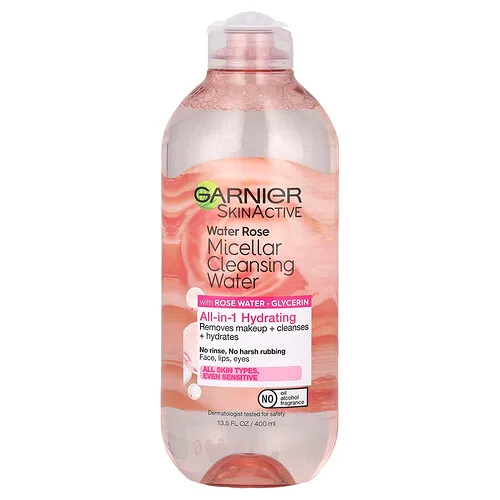 Garnier, SkinActive, Agua micelar de limpieza con agua de rosas con agua de rosas y glicerina, 400 ml (13,5 oz. Líq.)