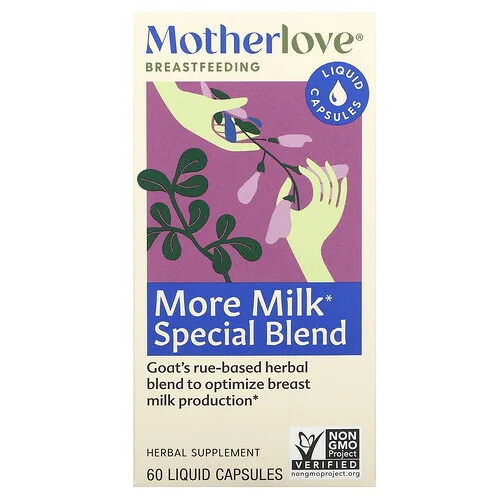 Motherlove, Lactancia, Más leche, Mezcla especial, 60 cápsulas con contenido líquido