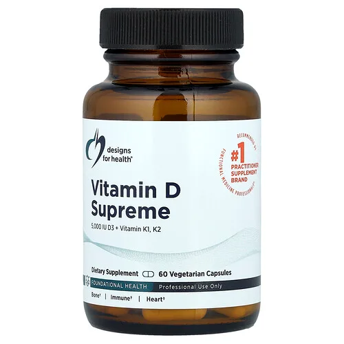 Designs For Health, Vitamina D suprema, Vitamina D3 con vitaminas K1 y K2, 60 cápsulas vegetales