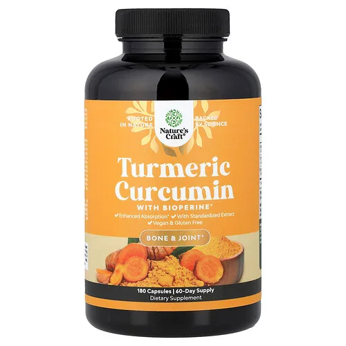 Nature's Craft, Curcumina de cúrcuma con BioPerine®, 180 cápsulas
