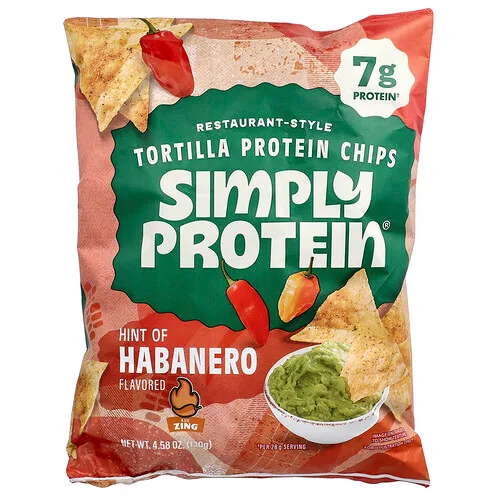 Simply Protein, Chips de proteína de tortilla estilo restaurantes, Habanero, 130 g (4,58 oz)