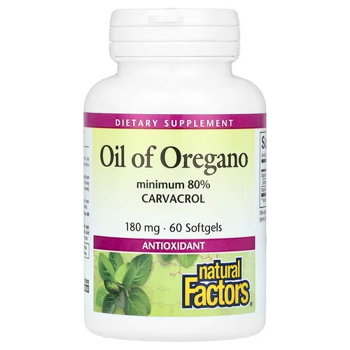 Natural Factors, Aceite de orégano, 180 mg, 60 cápsulas blandas