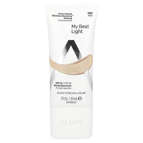 Almay, Smart Shade, Maquillaje que combina con el tono de la piel, FPS 15, My Best Light Light, 100, 30 ml (1 oz. líq.)