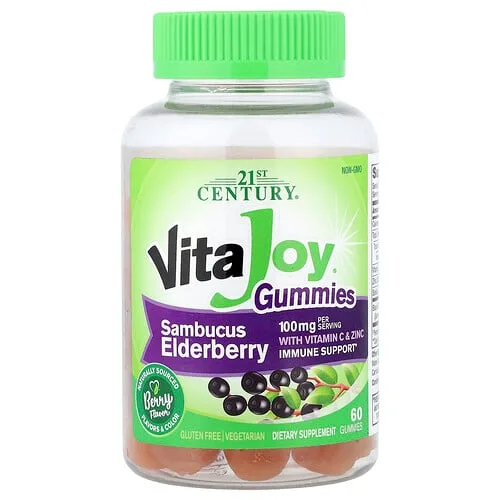 21st Century, VitaJoy®, Sambucus, Gomitas de saúco con vitamina C y zinc, Baya, 60 gomitas