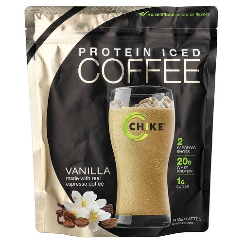 Chike Nutrition, Café helado con alto contenido de proteínas, Vainilla`` 413 g (14,6 oz)