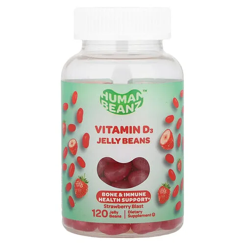 Human Beanz, Gomitas con vitamina D3, Explosión de fresa, 120 Gomitas