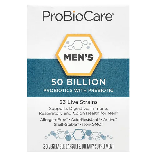 ProBioCare, Probióticos con prebióticos para hombres, 50.000 millones, 30 cápsulas vegetales