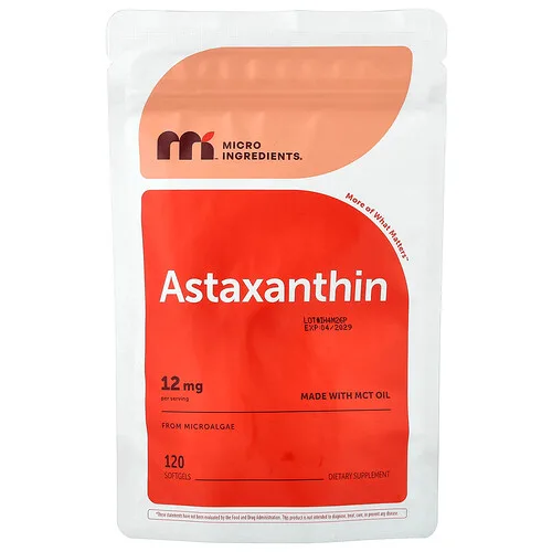Micro Ingredients, Astaxantina, 12 mg, 120 cápsulas blandas