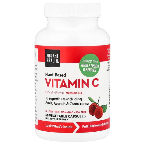 Vibrant Health, Vitamina C de origen vegetal, 60 cápsulas vegetales