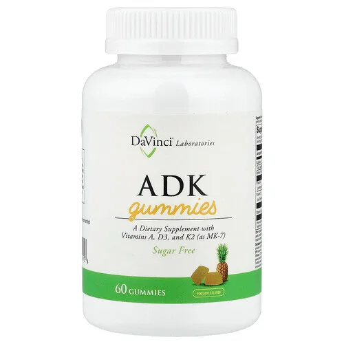 DaVinci Laboratories, Gomitas ADK, Piña, 60 gomitas