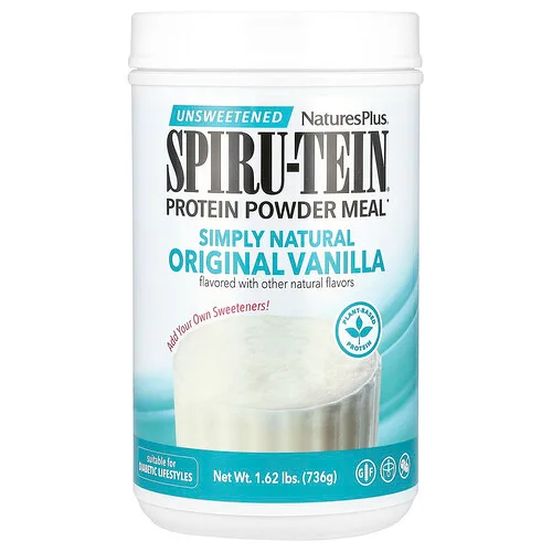 NaturesPlus, Spiru-Tein®, Harina de proteína en polvo, Sin endulzar, Vainilla, 736 g (1,62 lb)
