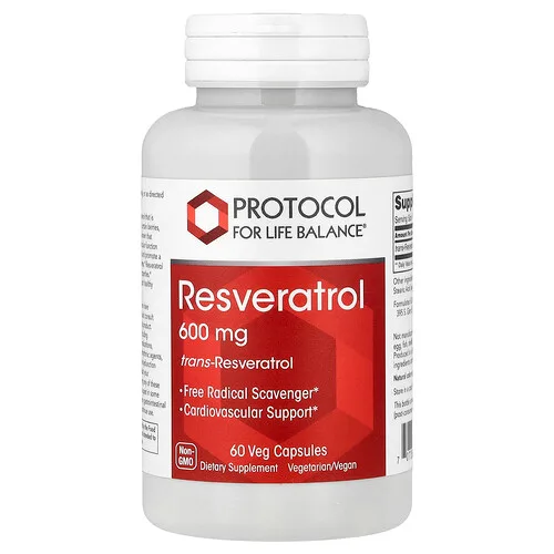 Protocol for Life Balance, Resveratrol, 600 mg, 60 cápsulas vegetales