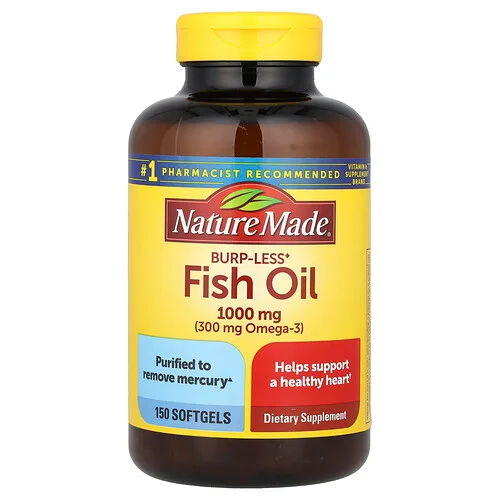 Nature Made, Aceite de pescado, Sin eructos, 1000 mg, 150 cápsulas blandas