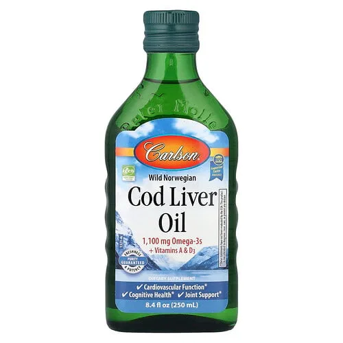 Carlson, Aceite de hígado de bacalao noruego silvestre, 250 ml (8,4 oz. Líq.)