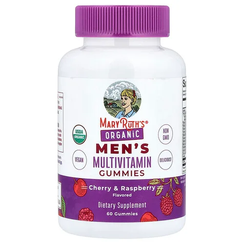MaryRuth's, Gomitas multivitamínicas orgánicas para hombres, Cereza y frambuesa, 60 gomitas