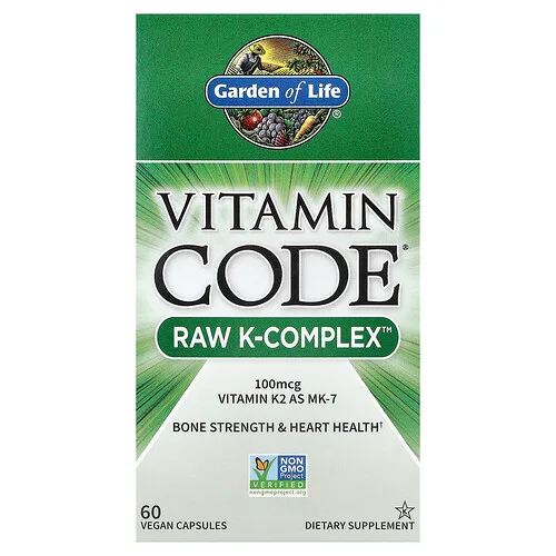 Garden of Life, Vitamin Code, Complejo de vitamina K RAW, 60 cápsulas veganas