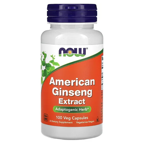 NOW Foods, Extracto de ginseng americano, 100 cápsulas vegetales (500 mg por cápsula)