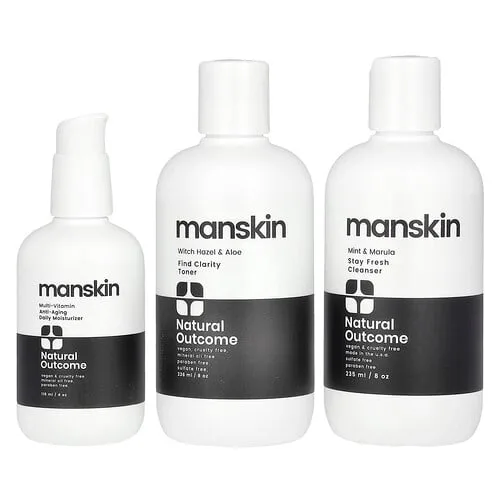 Natural Outcome, Manskin, Kit diario para el rostro, Kit de 3 piezas