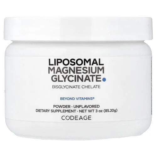Codeage, Glicinato de magnesio liposomal en polvo, Sin sabor, 85,2 g (3 oz)