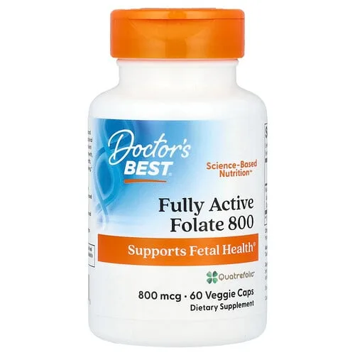 Doctor's Best, Folato completamente activo 800, 800 mcg, 60 cápsulas vegetales