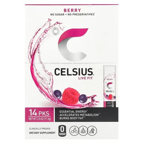 Celsius, Live Fit, Bayas, 14 sobres para llevar, 5,11 g (0,18 oz) cada uno