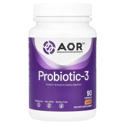 Advanced Orthomolecular Research AOR, Probiótico 3, 90 cápsulas