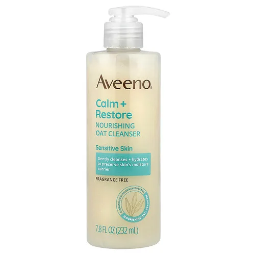 Aveeno, Calm + Restore, Agente de limpieza nutritivo con avena, Piel sensible, Sin fragancia, 232 ml (7,8 oz. líq.)