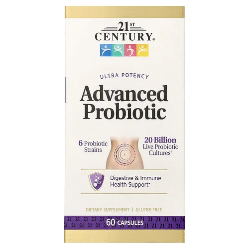 21st Century, Probiótico avanzado, Ultrapotencia, 60 cápsulas