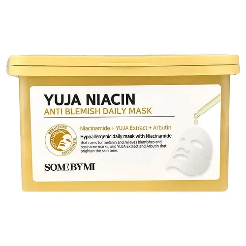 SOME BY MI, Niacina y yuya, Mascarilla de belleza diaria antiimperfecciones, 30 mascarillas, 370 ml (12,51 oz. líq.)