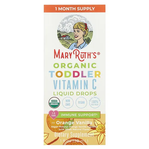 MaryRuth's, Gotas de vitamina C orgánica líquida para niños pequeños, De 1 a 3 años, Naranja y vainilla, 30 ml (1 oz. líq.)
