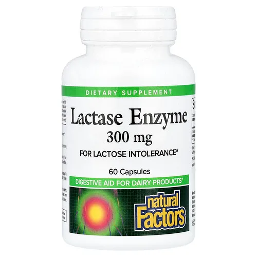 Natural Factors, Enzima lactasa, 300 mg, 60 cápsulas