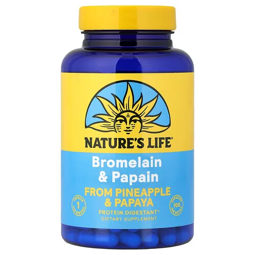 Nature's Life, Bromelaína y papaína, 100 cápsulas