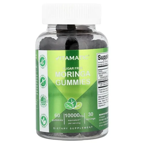 Vitamatic, Gomitas de moringa sin azúcar, 60 gomitas (5000 mg por gomita)