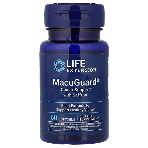 Life Extension, MacuGuard, Refuerzo ocular con azafrán, 60 cápsulas blandas
