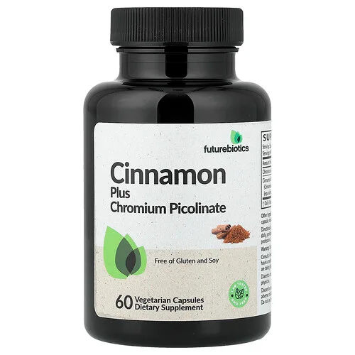 Futurebiotics, Canela con picolinato de cromo, 60 cápsulas vegetales