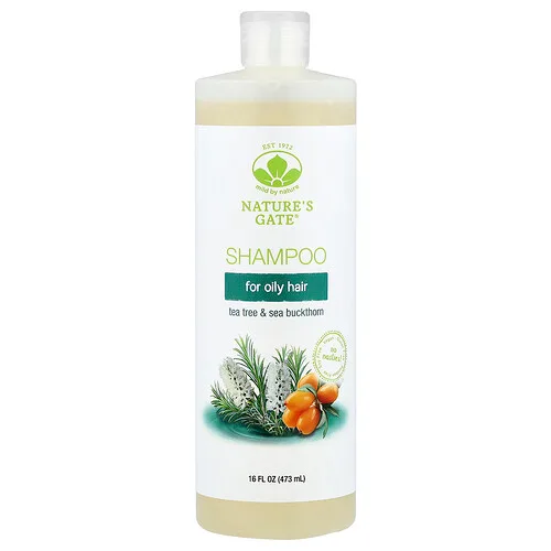 Mild By Nature, (Nature's Gate), Champú con árbol del té y espino amarillo para cabello graso, 473 ml (16 oz. líq.)