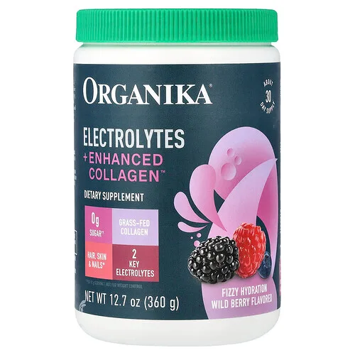 Organika, Enhanced Collagen™ con electrolitos, Bayas silvestres, 360 g (12,7 oz)